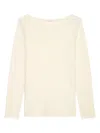Marc O'polo Wide-neck Long-sleeve Top In Neutral