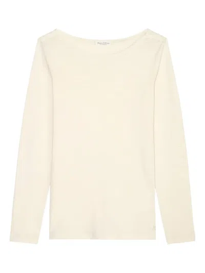 Marc O'polo Wide-neck Long-sleeve Top In Neutral