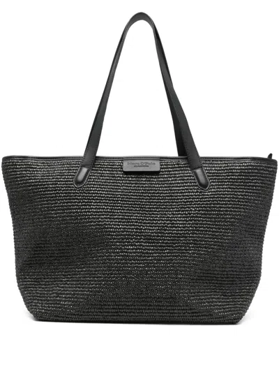 Marc O'polo Woven Tote Bag In Black