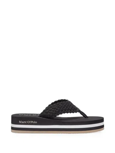 Marc O'polo Woven-strap Slippers In Black