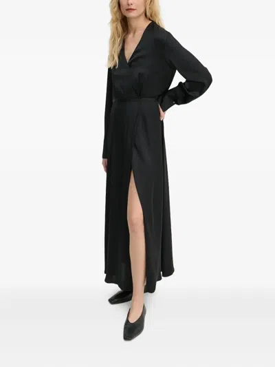 Marc O'polo Wrap-front Side-split Midi Dress In Black