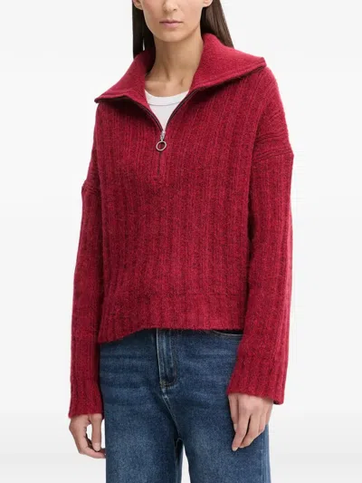 Marc O'polo Zip Knitted Jumper In Red