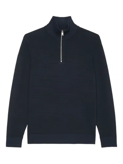 Marc O'polo Zip-neck Sweater In Blue