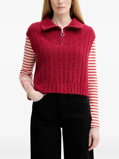 Marc O'polo Zip-neck Vest In Red