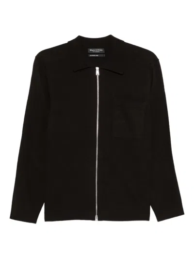 Marc O'polo Zip-up Pocket Cardigan In Black