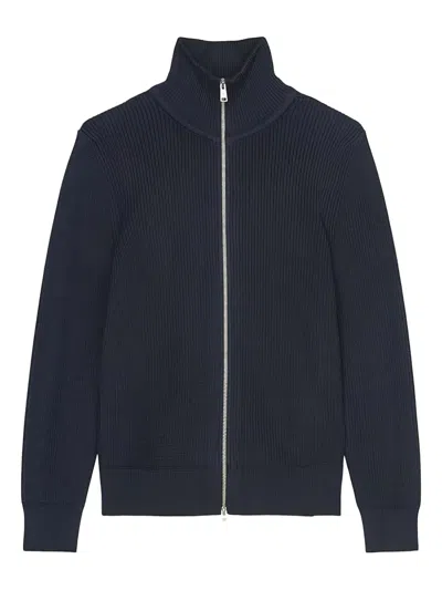Marc O'polo Zipped Ribbed Cardigan In Black