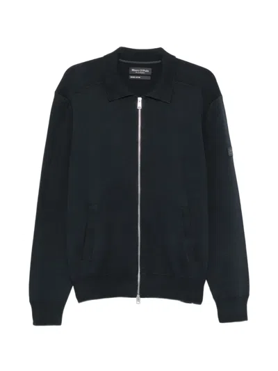 Marc O'polo Zip-up Collared Cardigan In Black
