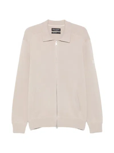 Marc O'polo Zip-up Collared Cardigan In Neutral