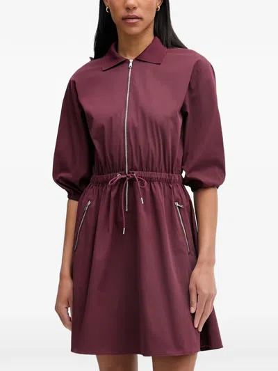 Marc O'polo Zip-up Drawstring-waist Mini Dress In Purple
