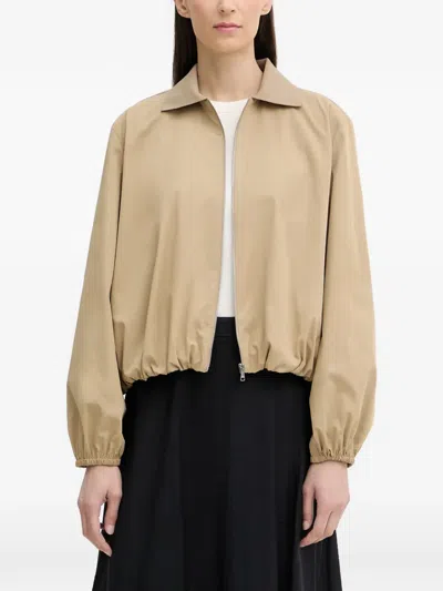 Marc O'polo Zip-up Elasticated-hem Jacket In Brown