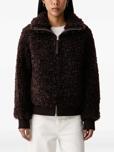 Marc O'polo Zip-up Faux-fur Jacket In Brown