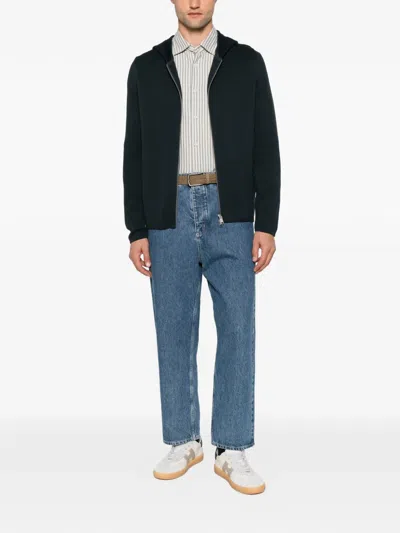 Marc O'polo Zip-up Hooded Cardigan In Blue