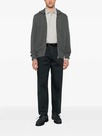 Marc O'polo Zip-up Knitted Cardigan In Gray