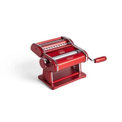 Marcato Atlas+ Pasta Machine With Cutter, Hand Crank, And Instructions, Made In Red