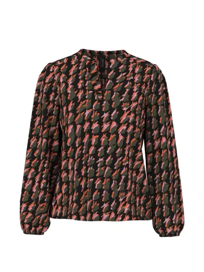 Marccain Abstract Houndstooth-print Blouse In Black