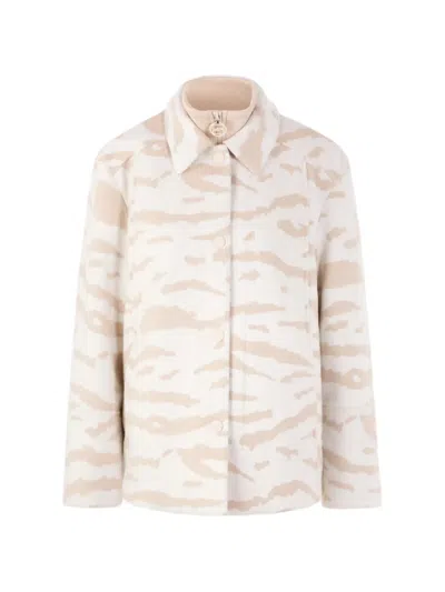 Marccain Animal-print Shirt Jacket In Neutral
