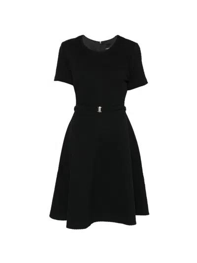 Marccain Belted Textured Mini Dress In Black