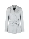 Marccain Belted Wrap-around Blazer In Gray