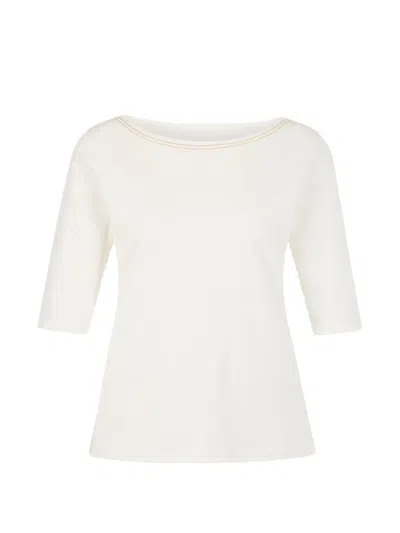 Marccain Boat-neck T-shirt In White