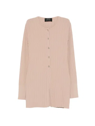Marccain Button Ribbed Cardigan In Brown