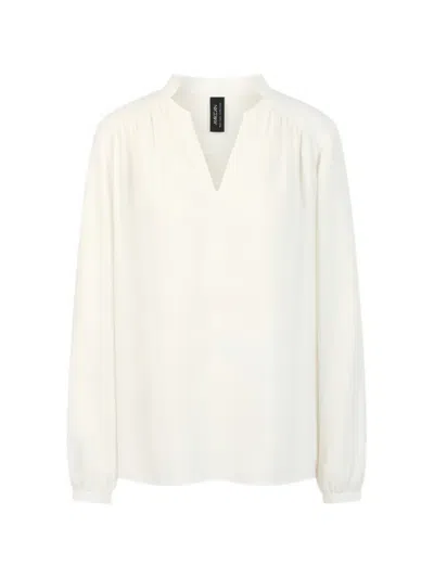 Marccain Button-cuff Pleated Blouse In White