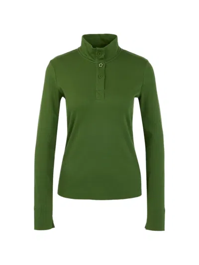 Marccain Button-fastening Long-sleeve T-shirt In Green