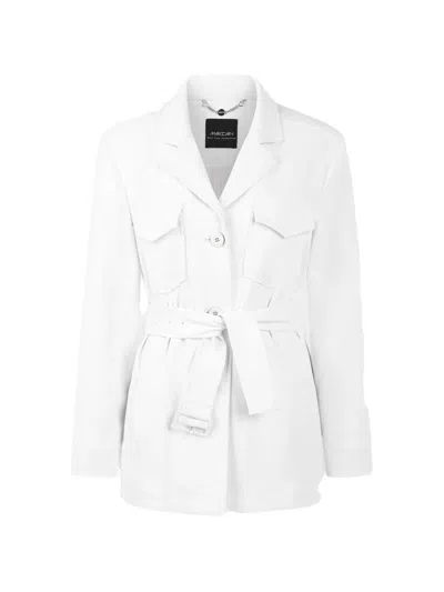 Marccain Caban Belted Cargo-pocket Jacket In White