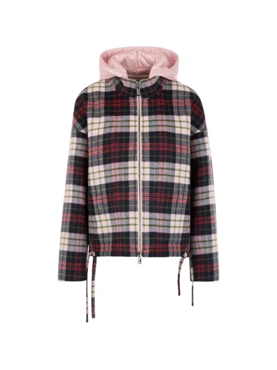 Marccain Check-pattern Reversible Jacket In Pink