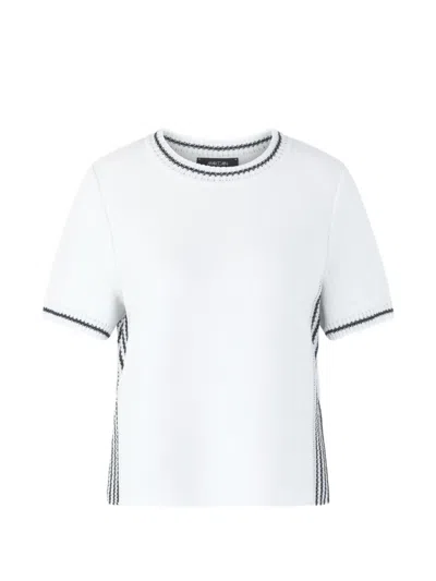 Marccain Contrast-trim Short-sleeve Sweater In White