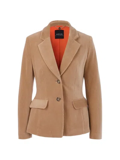 Marccain Corduroy Blazer In Brown