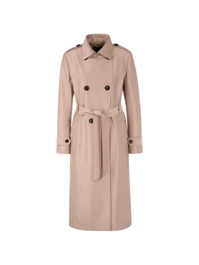 Marccain Double-breasted Belted Trench Coat In Neutral