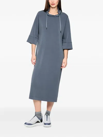 Marccain Drawstring Hooded Midi Dress In Grau