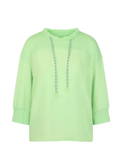 Marccain Drawstring Ruffled-collar Blouse In Green