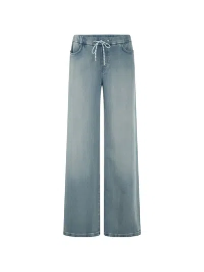 Marccain Drawstring-waist Wide-leg Jeans In Blue