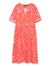 Marccain Floral-print Midi Dress In Orange