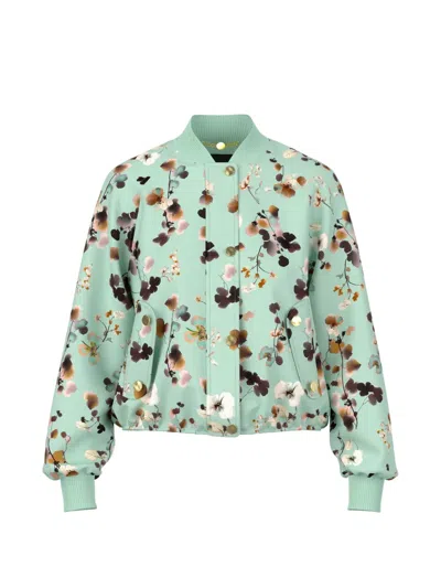 Marccain Floral-print Bomber Jacket In Green