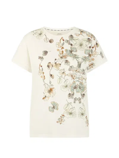 Marccain Floral-print T-shirt In Neutrals