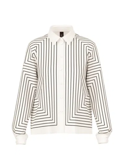 Marccain Geometric-print Shirt In White