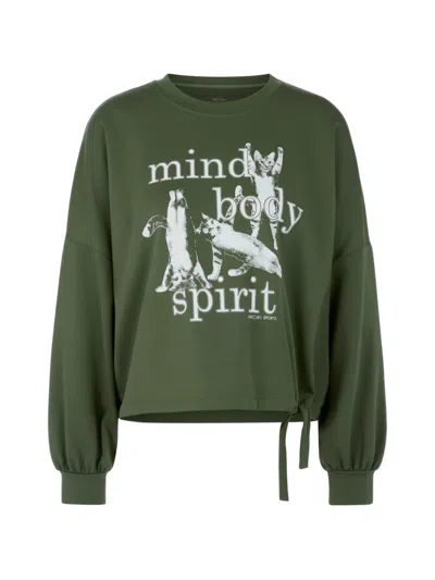 Marccain Graphic-print Drawstring Hoodie In Green