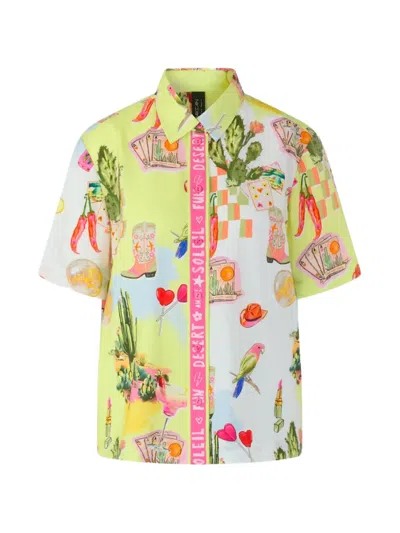 Marccain Graphic-print Short-sleeve Blouse In Yellow