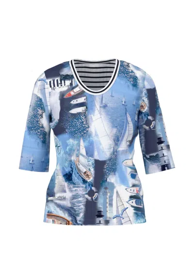 Marccain Graphic-print T-shirt In Blue