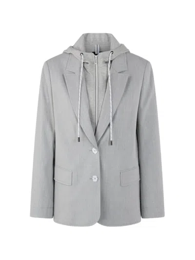 Marccain Layered Hooded Blazer In Gray