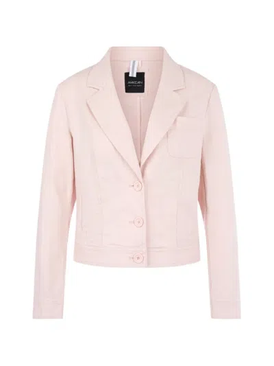 Marccain Notched-lapel Button-fastening Denim Jacket In Pink