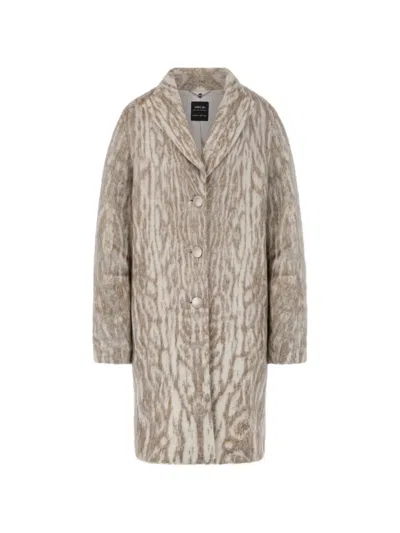 Marccain Ocelot-print Coat In Neutral