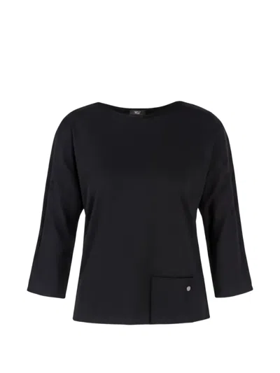 Marccain Patch-pocket Boat-neck T-shirt In Transparent