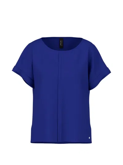 Marccain Pleat-detail Short-sleeve Blouse In Blue