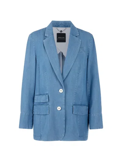 Marccain Pocket Button Oversized Blazer In Blue