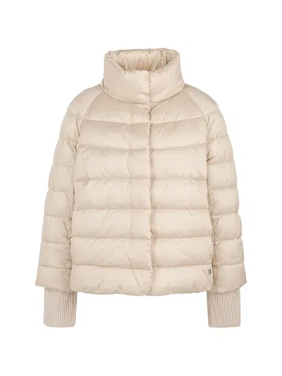 Marccain Quilted High-neck Jacket In Neutral