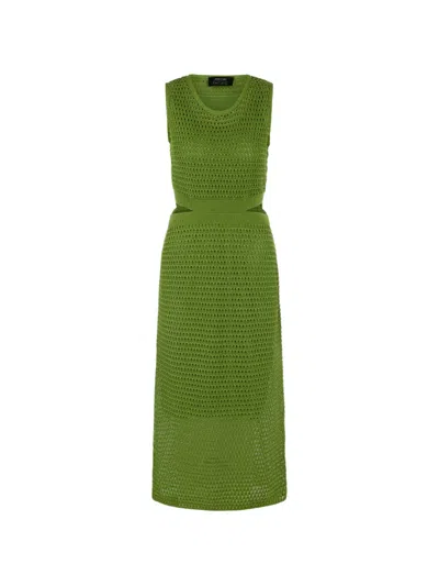 Marccain Rethink Together Openwork Midi Dress In Green