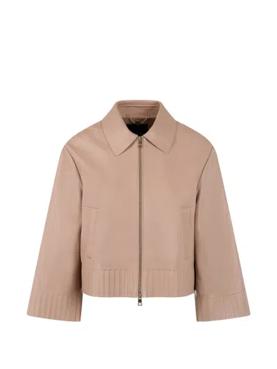 Marccain Rethink Together Ribbed Collar Jacket In Brown